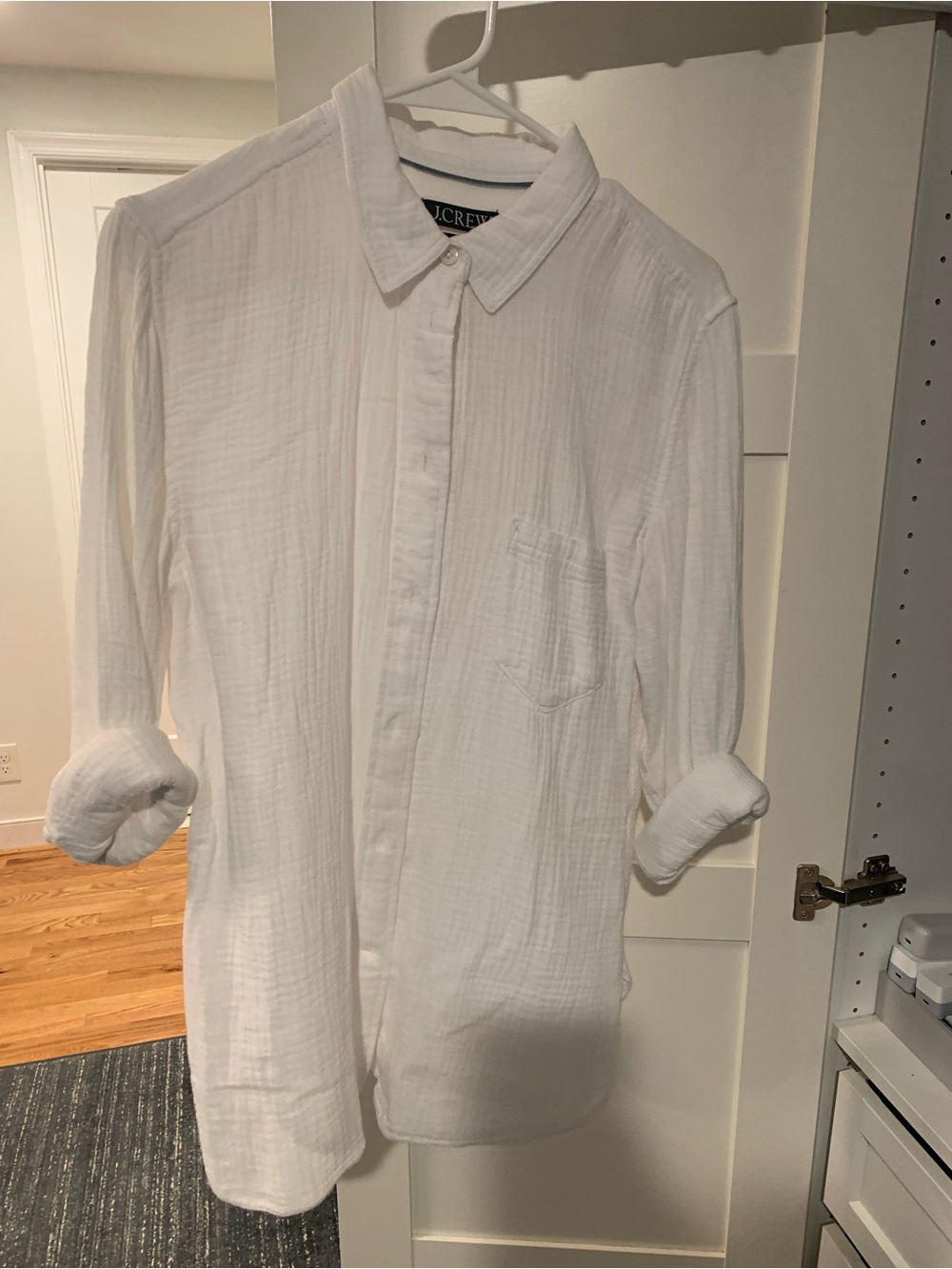 J. Crew White Cotton Gauze Button-Down Shirt
